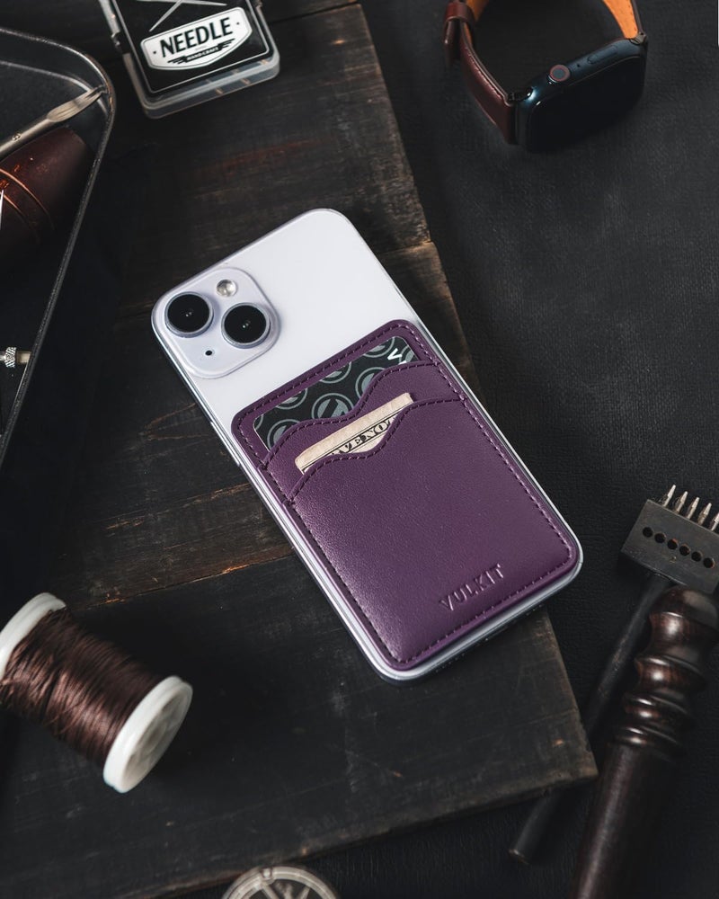 VULKIT Stick on Card Holder Compatible for iphone Leather Cell Phone Wallet Credit Card Case Strong Sticker for Women - Image 5